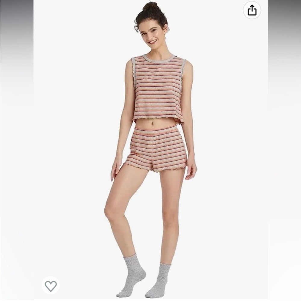 Colsie™️| Women’s Lettuce Trim Cropped Tank Top/Short PJ Set